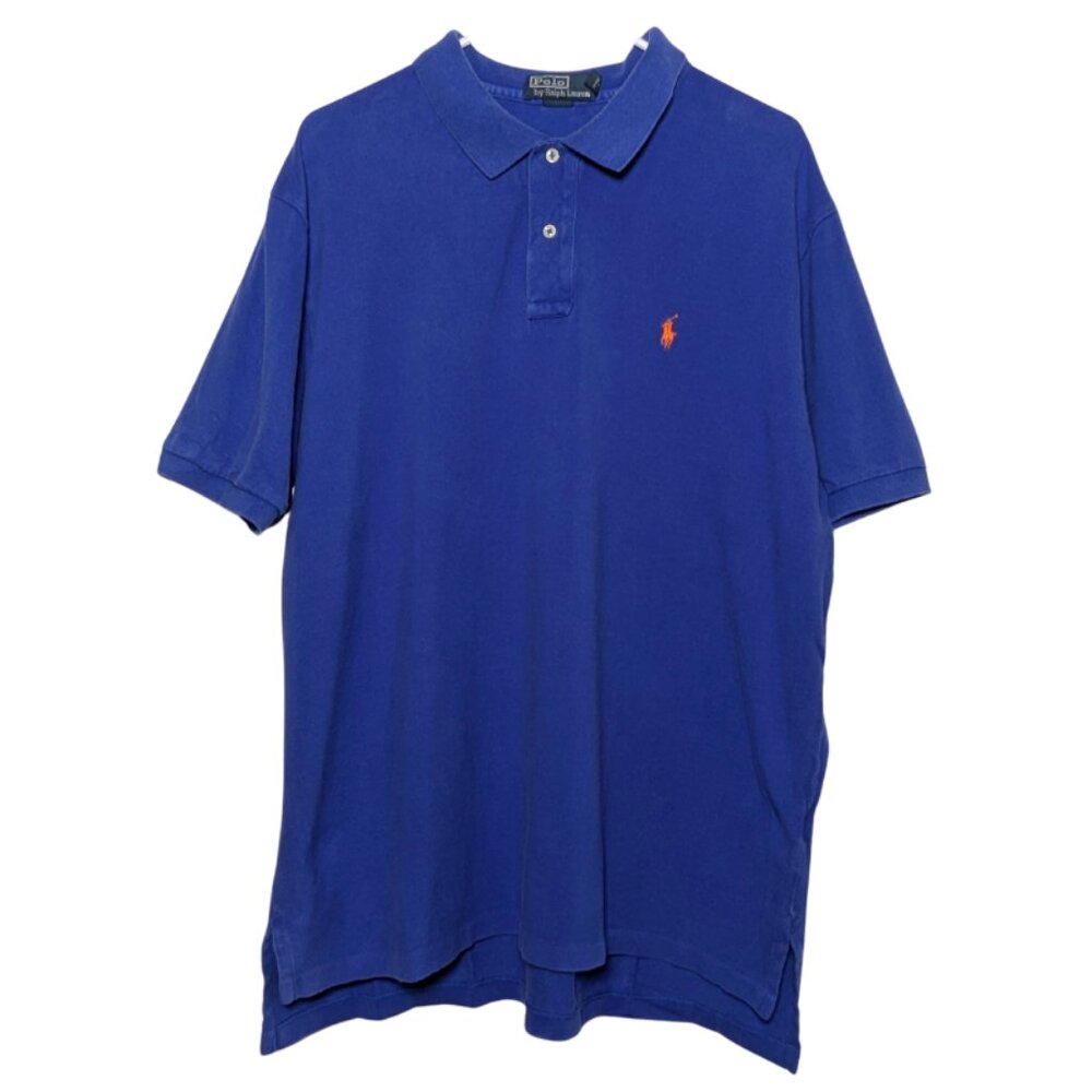 Polo by Ralph Lauren Men’s Polo Shirt, Blue w/ Orange Logo, Big & Tall Size XXL